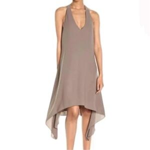 🔥 BCBGMAxazria brown Haylee asymmetric halter dress Small